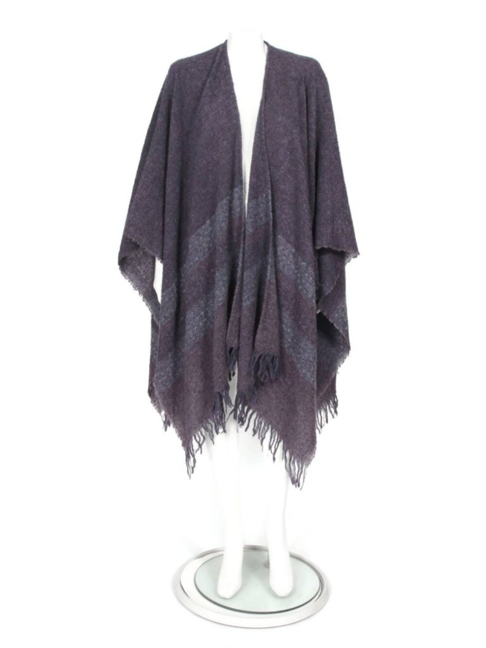 Celtic Kerry Woollen Mills Lambswool Purple Textured Wrap Blanket Poncho OS /290